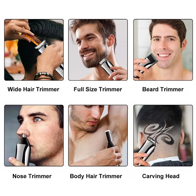 All in One Beard Hair Trimmer for Men Grooming Kit Eyebrow Body Trimmer&Shaver Electric Hair Clipper Waterproof Rechargeable