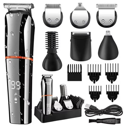 All in One Beard Hair Trimmer for Men Grooming Kit Eyebrow Body Trimmer&Shaver Electric Hair Clipper Waterproof Rechargeable